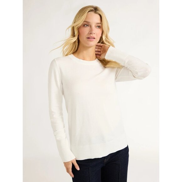 Women’s Cozy Yarn Crewneck Sweater Long Sleeves Lightweight Size SMALL CREAM NWT - Picture 4 of 4